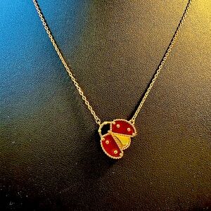 Lucky spring ladybug necklace in rose gold plated stainless steel